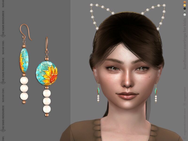 Sunflower Earrings For Kids 1 Sunflower Earrings For Kids Sims 4 CC