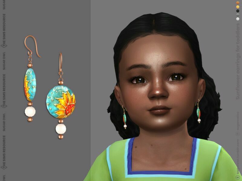 Sunflower Earrings For Toddlers 1 Sunflower Earrings For Toddlers Sims 4 CC