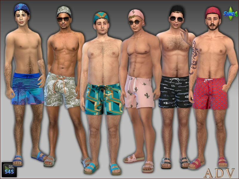 Swim Trunks Caps And Sandals 1 Swim Trunks Caps And Sandals Sims 4 CC