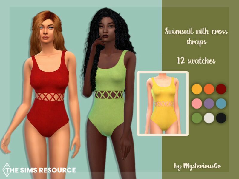 Swimsuit With Cross Straps By Mysteriousoo 1 Swimsuit With Cross Straps By Mysteriousoo Sims 4 CC