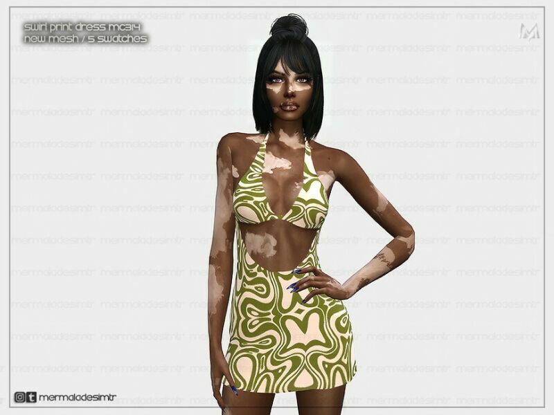 Swirl Print Dress MC314 By Mermaladesimtr 1 Swirl Print Dress MC314 By Mermaladesimtr Sims 4 CC