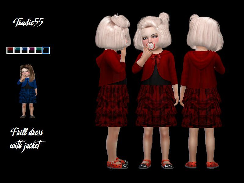 T55 Frill Dress With Jacket By Trudieopp 1 T55 Frill Dress With Jacket By Trudieopp Sims 4 CC