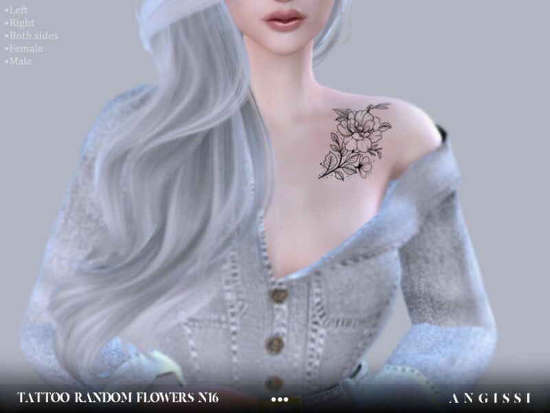 Tattoo-Random Flowers N16 By Angissi 1 Tattoo-Random Flowers N16 By Angissi Sims 4 CC