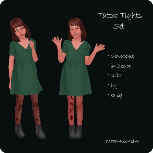Tattoo Tights SET Child By Moonmoonsim 1 Tattoo Tights SET Child By Moonmoonsim Sims 4 CC
