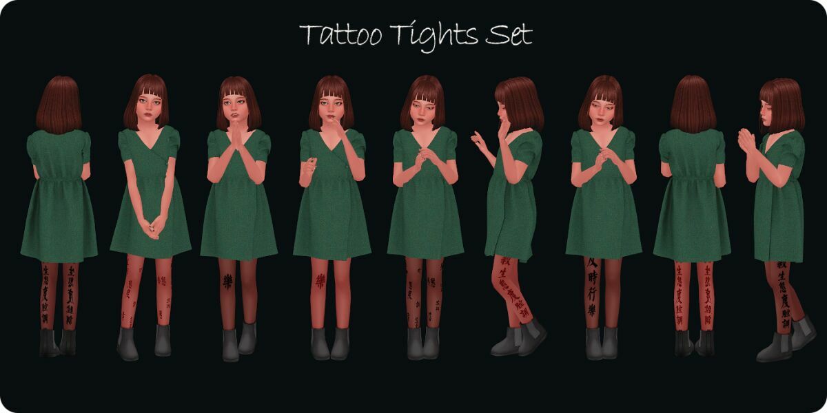 Tattoo Tights SET Child By Moonmoonsim 2 sims 4 cc tattoo tights set child by moonmoonsim 2
