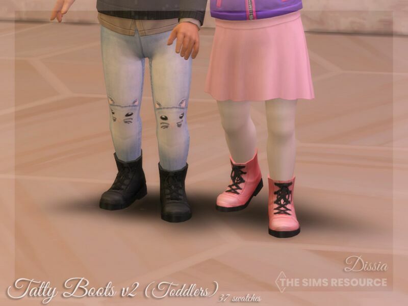 Tatty Boots V2 (Toddlers) By Dissia 1 Tatty Boots V2 (Toddlers) By Dissia Sims 4 CC