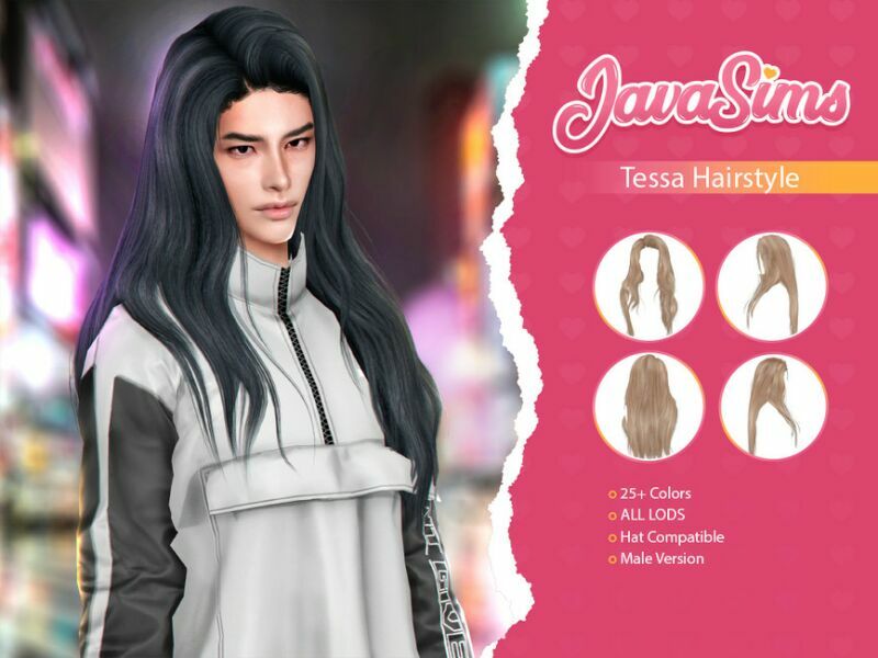 Tessa (Male Hairstyle) By Javasims 1 Tessa (Male Hairstyle) By Javasims Sims 4 CC