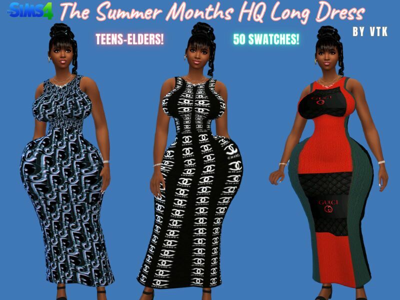 The Summer Months Long Dress By VTK 1 The Summer Months Long Dress By VTK Sims 4 CC
