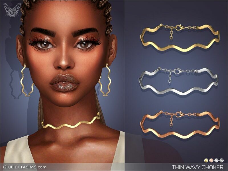 Thin Wavy Choker By Giulietta 1 Thin Wavy Choker By Giulietta Sims 4 CC