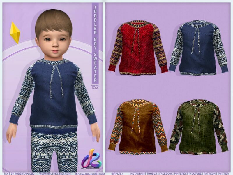 Toddler BOY Sweater RPL152 By Robertaplobo 1 Toddler BOY Sweater RPL152 By Robertaplobo Sims 4 CC