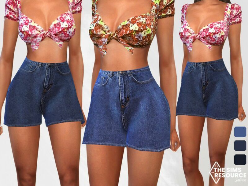Trendy Oversize Blue Denim Shorts By Saliwa 1 Trendy Oversize Blue Denim Shorts By Saliwa Sims 4 CC