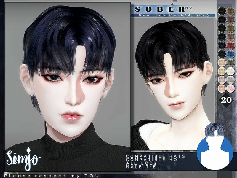 TS4 Male Hairstyle_Sober By Kimsimjo 1 TS4 Male Hairstyle_Sober By Kimsimjo Sims 4 CC