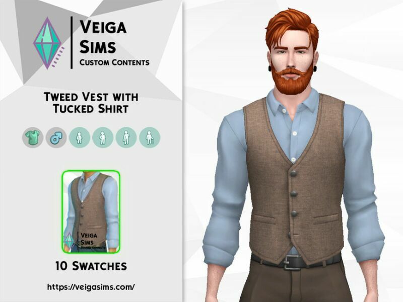 Tweed Vest With Tucked Shirt 1 Tweed Vest With Tucked Shirt Sims 4 CC