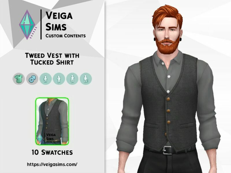 Tweed Vest With Tucked Shirt 2 sims 4 cc tweed vest with tucked shirt 2