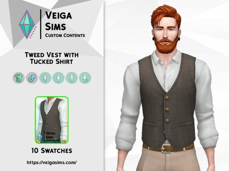 Tweed Vest With Tucked Shirt 3 sims 4 cc tweed vest with tucked shirt 3