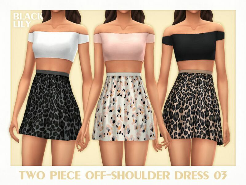 TWO Piece Off-Shoulder Dress 03 1 TWO Piece Off-Shoulder Dress 03 Sims 4 CC