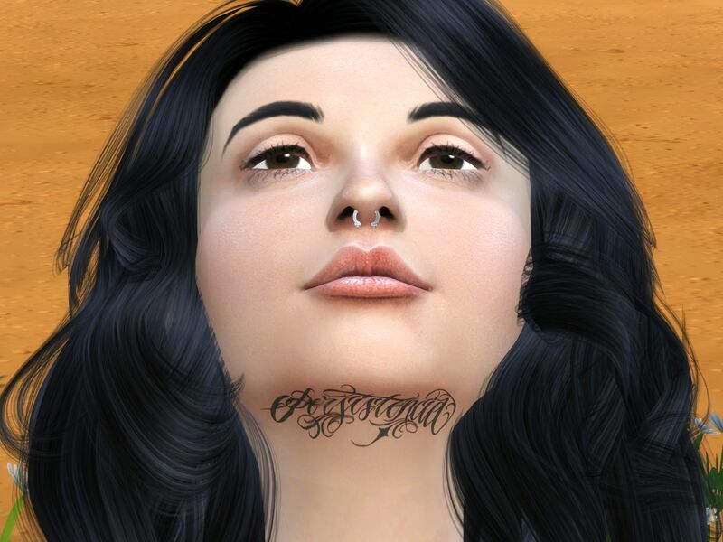 Under Chin Lettering Tattoo By Aewendis 5 sims 4 cc under chin lettering tattoo by aewendis 2