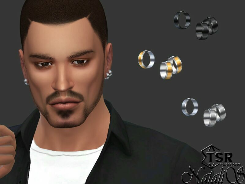 Unisex Satin Center Hoop Earrings By Natalis 1 Unisex Satin Center Hoop Earrings By Natalis Sims 4 CC