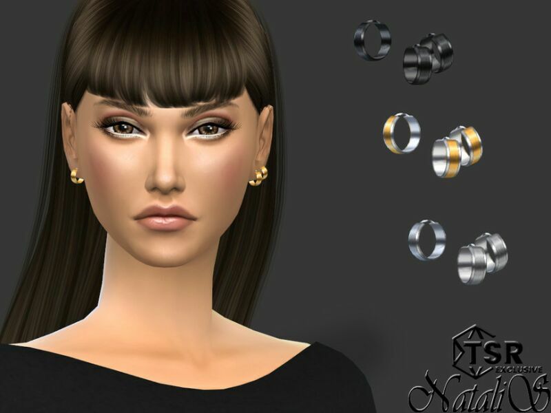 Unisex Satin Center Hoop Earrings By Natalis 2 sims 4 cc unisex satin center hoop earrings by natalis 2
