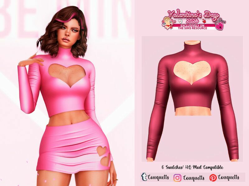 Valentines DAY Pajamas SET N1 TOP 1 Valentines DAY Pajamas SET N1 TOP Sims 4 CC