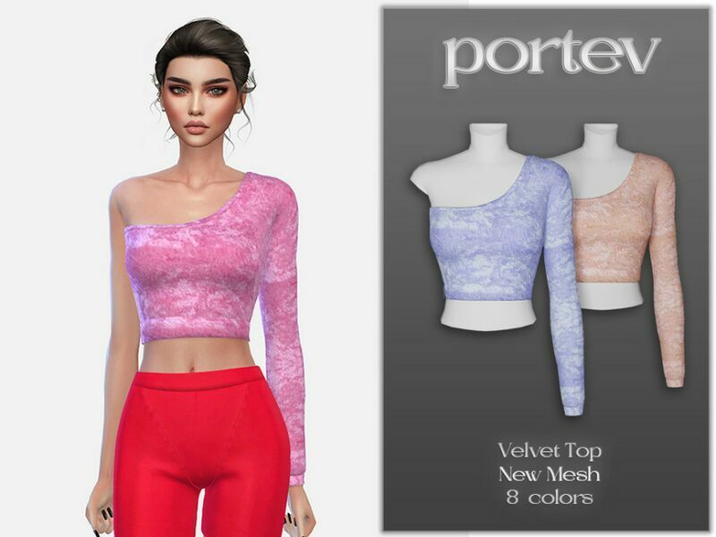 Velvet TOP By Portev 1 Velvet TOP By Portev Sims 4 CC