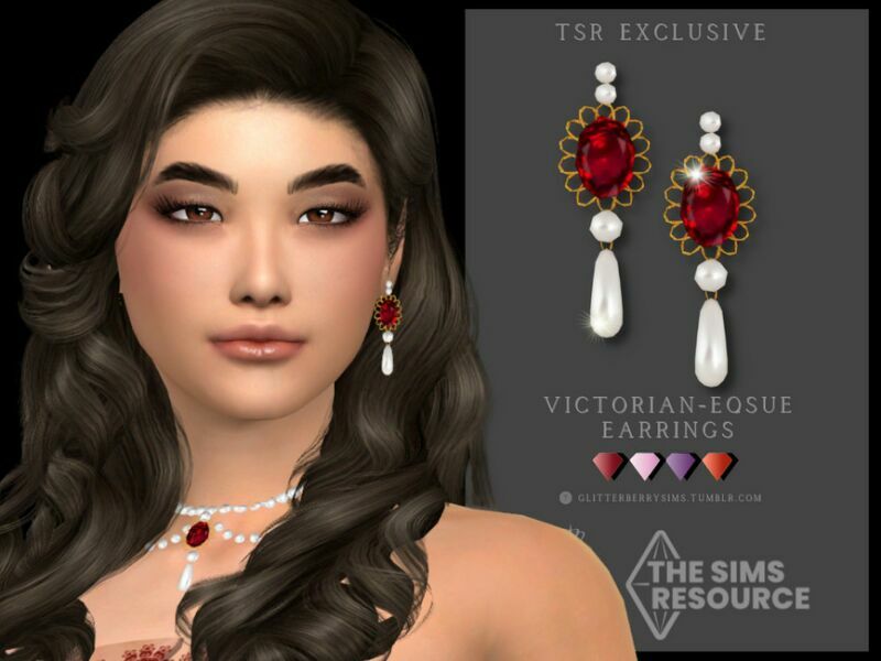 Victorian-Eqsue Earrings By Glitterberryfly 1 Victorian-Eqsue Earrings By Glitterberryfly Sims 4 CC