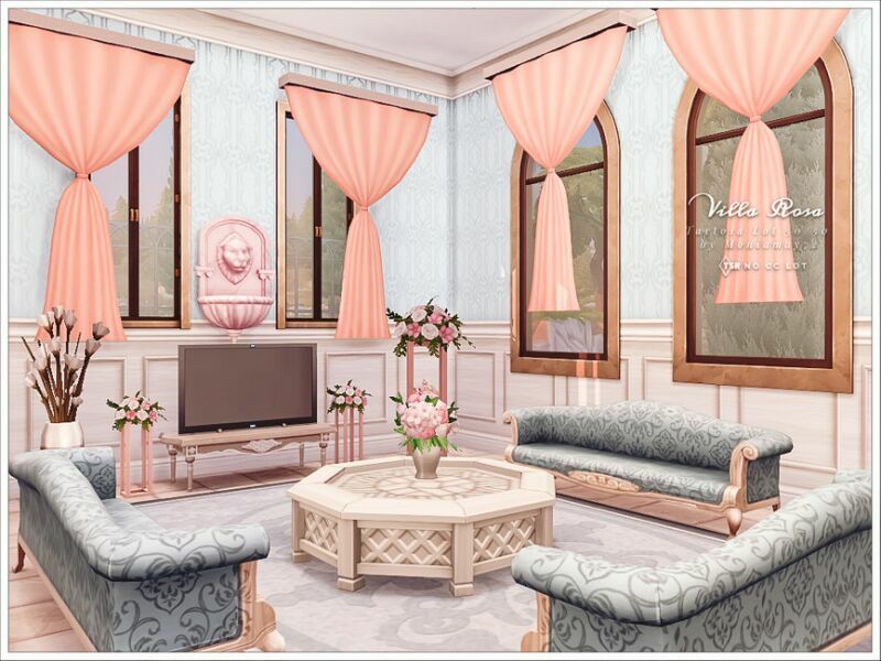 Villa Rosa NO CC LOT By Moniamay72 3 sims 4 cc villa rosa no cc lot by moniamay72 6
