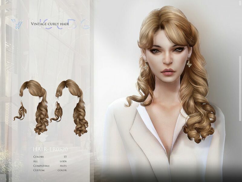 Vintage Curly Hair – ER0520 By Wingssims 1 Vintage Curly Hair – ER0520 By Wingssims Sims 4 CC