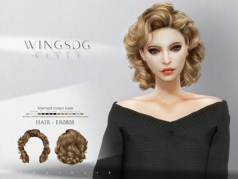 Vintage Curly Hair ER0808 By Wingssims 1 Vintage Curly Hair ER0808 By Wingssims Sims 4 CC