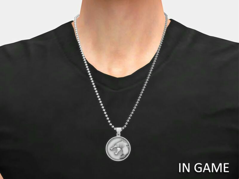 White Wolf Necklace (Male) By Wisteriasims 2 sims 4 cc white wolf necklace male by wisteriasims 2