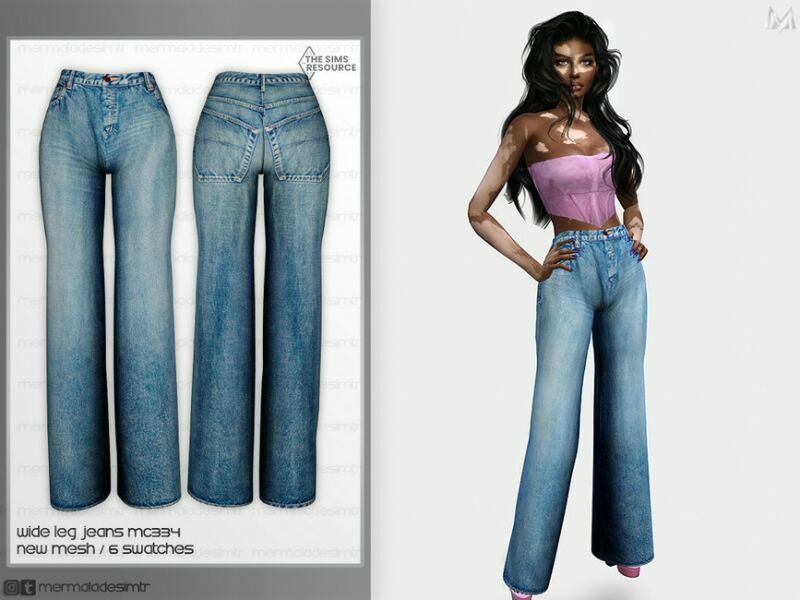 Wide LEG Jean MC334 By Mermaladesimtr 1 Wide LEG Jean MC334 By Mermaladesimtr Sims 4 CC