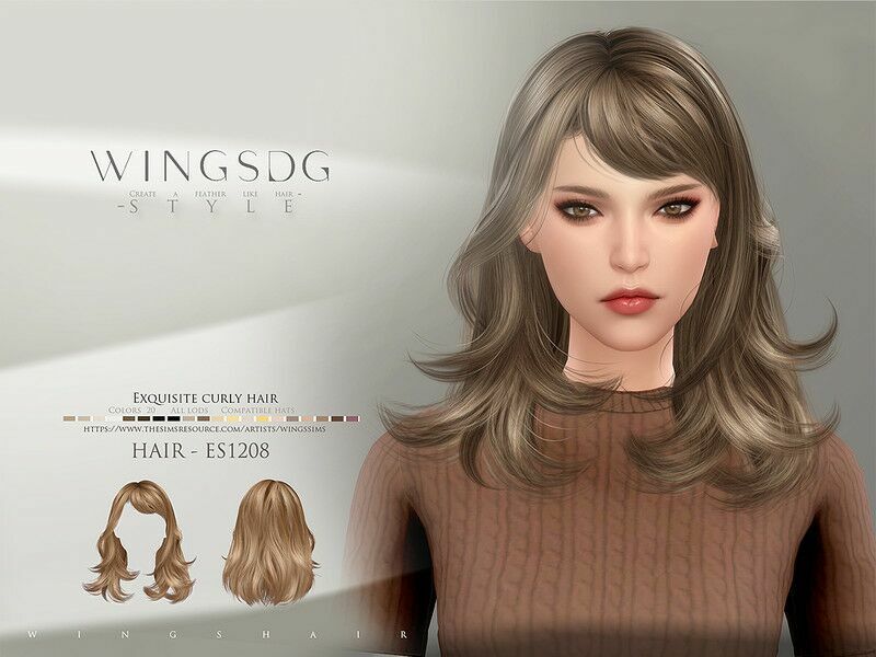 Wings-Es1208-Exquisite Curly Hair By Wingssims 1 Wings-Es1208-Exquisite Curly Hair By Wingssims Sims 4 CC
