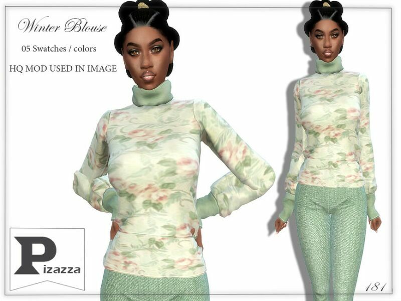 Winter Blouse By Pizazz 1 Winter Blouse By Pizazz Sims 4 CC