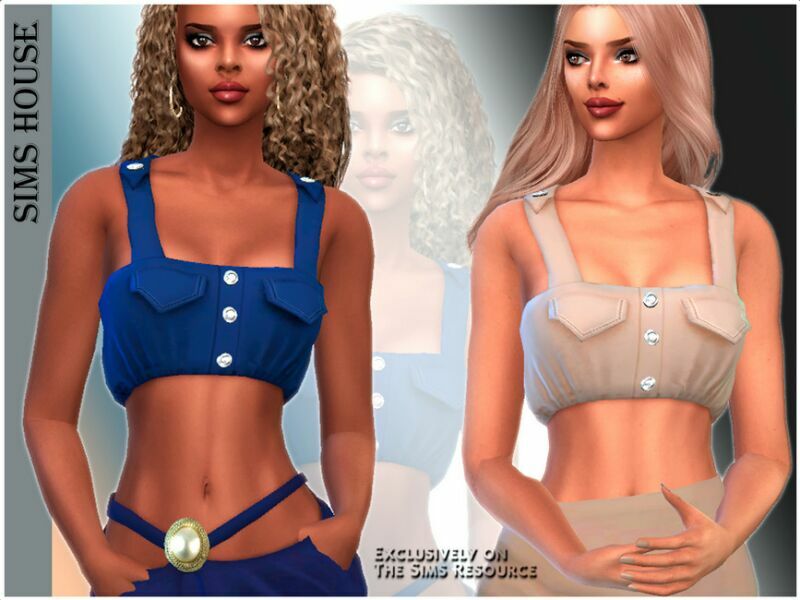 Women’S TOP With Buttons 1 Women’S TOP With Buttons Sims 4 CC