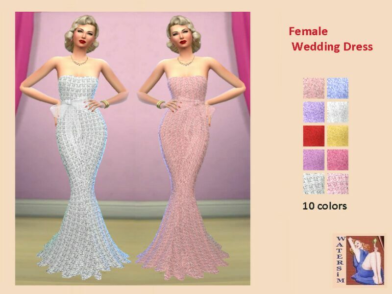 WS Female Marylins Wedding Dress – RC By Watersim44 1 WS Female Marylins Wedding Dress – RC By Watersim44 Sims 4 CC