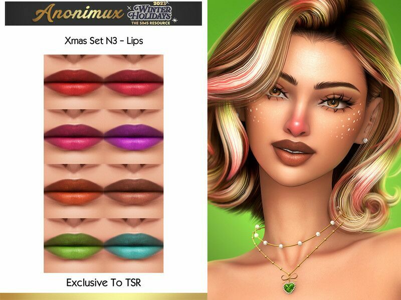 Xmas SET N3 – Lips 1 Xmas SET N3 – Lips Sims 4 CC