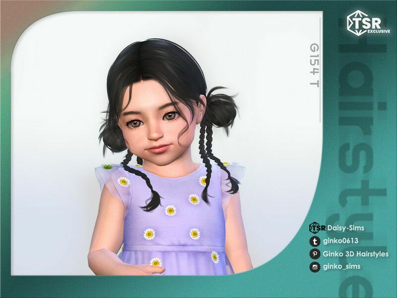 Y2K Hairstyle With Buns And Braids For Toddlers – G154 1 Y2K Hairstyle With Buns And Braids For Toddlers – G154 Sims 4 CC