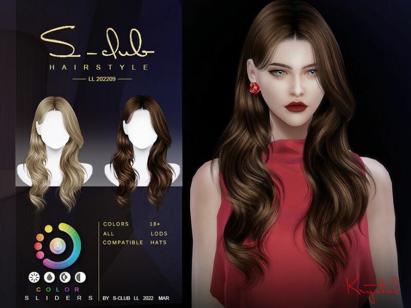 2022LL09 Curly Long Hairstyle (Krystal) By S-Club By S-Club 1 2022LL09 Curly Long Hairstyle (Krystal) By S-Club By S-Club Sims 4 CC
