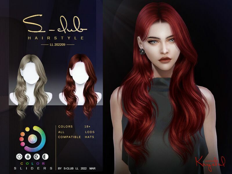 2022LL09 Curly Long Hairstyle (Krystal) By S-Club By S-Club 2 sims 4 cc 2022ll09 curly long hairstyle krystal by s club by s club 2