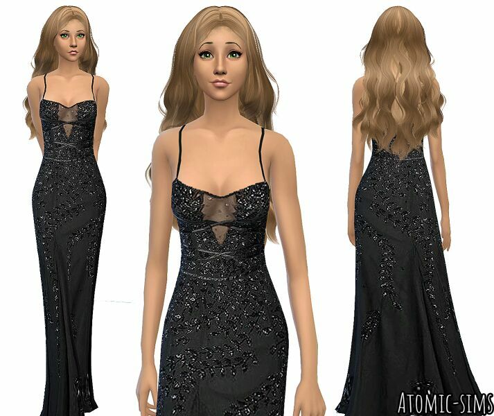 A Sims CAT Walk Beaded Illusion Black Gown Conversion By Atomic-Sims 1 A Sims CAT Walk Beaded Illusion Black Gown Conversion By Atomic-Sims Sims 4 CC