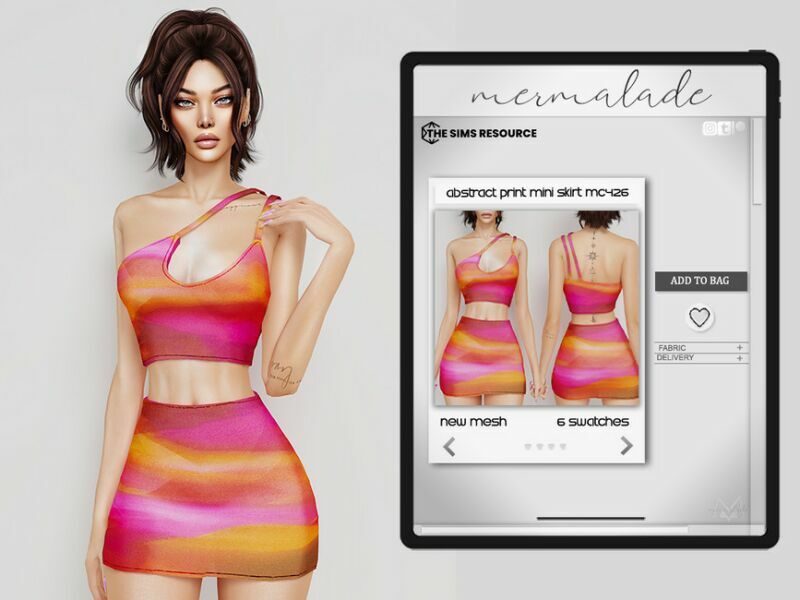 Abstract Print Mini Skirt MC427 By Mermaladesimtr 1 Abstract Print Mini Skirt MC427 By Mermaladesimtr Sims 4 CC