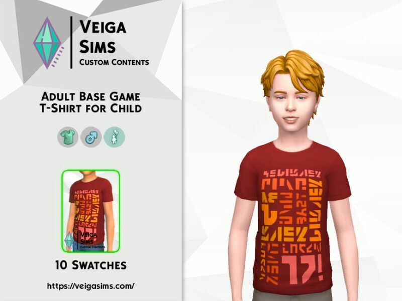Adult Base Game T-Shirt For Child 1 Adult Base Game T-Shirt For Child Sims 4 CC