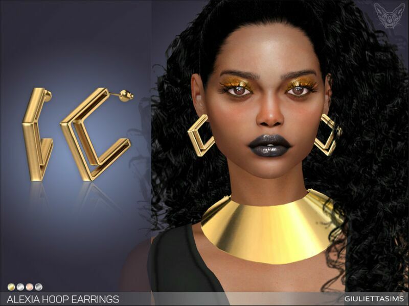 Alexia Hoop Earrings By Feyona 1 Alexia Hoop Earrings By Feyona Sims 4 CC