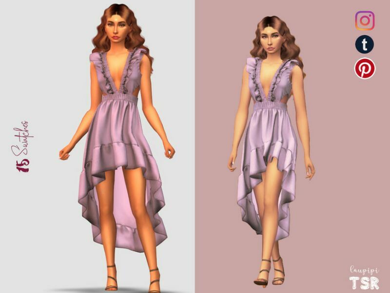 Asymmetric Dress – DR446 By Laupipi 1 Asymmetric Dress – DR446 By Laupipi Sims 4 CC