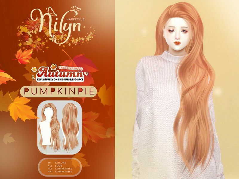 Autumn 2023 Trending Pumpkinpie Hair By Nilyn 1 Autumn 2023 Trending Pumpkinpie Hair By Nilyn Sims 4 CC