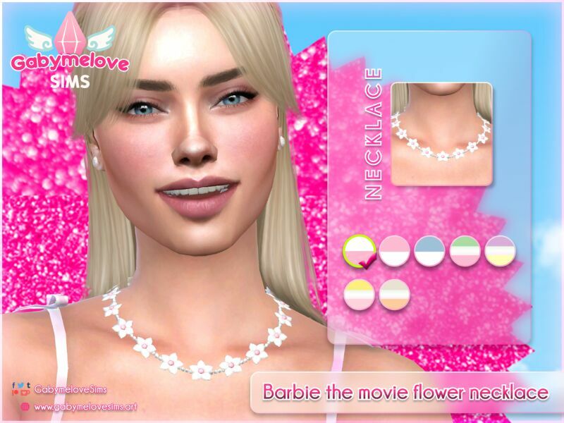 Barbie The Movie Pink Gingham Dress Outfit, SET 4 sims 4 cc barbie the movie pink gingham dress outfit set 3
