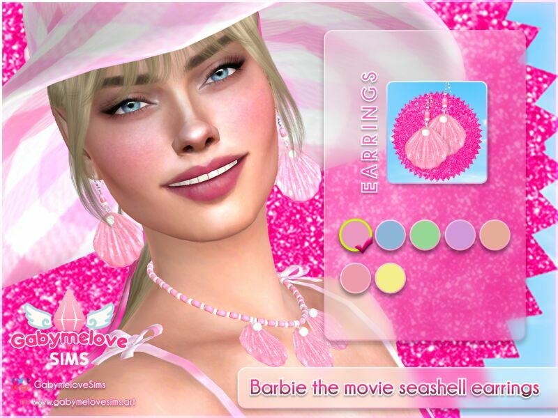 Barbie The Movie Seashell Earrings 1 Barbie The Movie Seashell Earrings Sims 4 CC