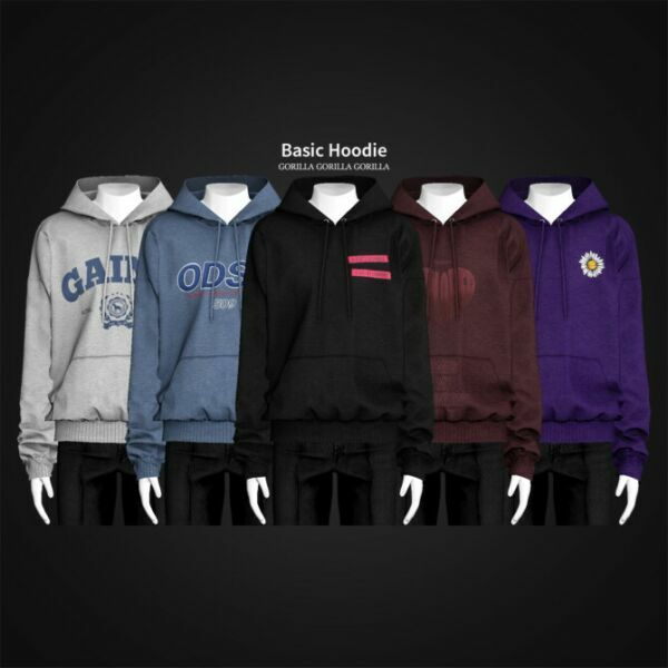 Basic Hoodie By Gorilla 1 Basic Hoodie By Gorilla Sims 4 CC