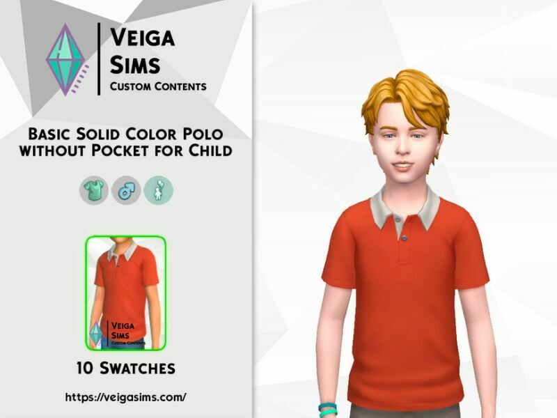 Basic Solid Color Polo W/Out Pocket 1 Basic Solid Color Polo W/Out Pocket Sims 4 CC