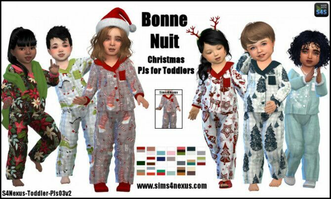 Bonne Nuit Christmas PJS 1 Bonne Nuit Christmas PJS Sims 4 CC